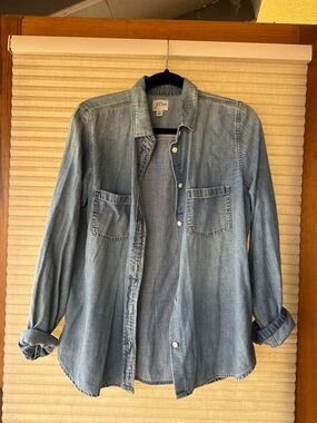J. Crew Faded Denim Button-Up Shirt - Light Blue Size 12